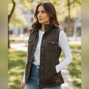 HORSEWARE Ireland Waxed Cotton Vest – Equestrian Utility. Brown. Size Large